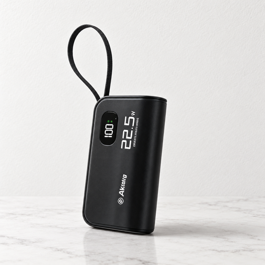 VOLTA power bank en negro sobre mármol